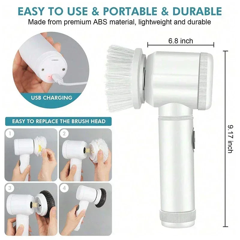Electric Spin Scrubber – 5-in-1 Cleaning Brush