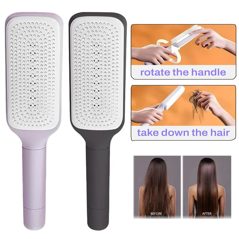 Self-Cleaning Rotating Hair Brush