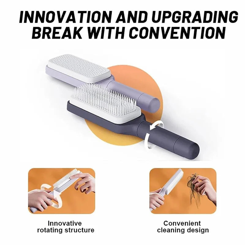 Self-Cleaning Rotating Hair Brush